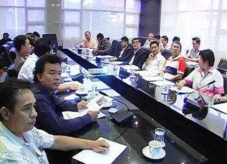 Officials attend the meeting held to discuss bar opening times in Pattaya.